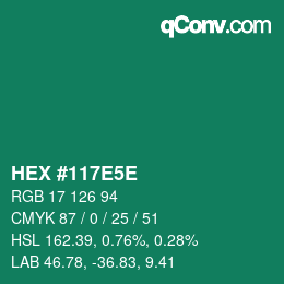 Color code: HEX #117E5E | qconv.com