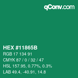 Color code: HEX #11865B | qconv.com