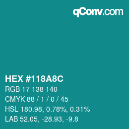 Color code: HEX #118A8C | qconv.com
