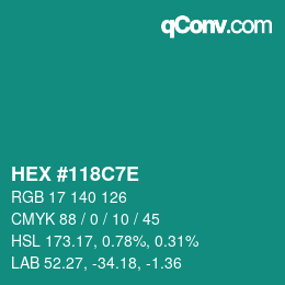 Color code: HEX #118C7E | qconv.com