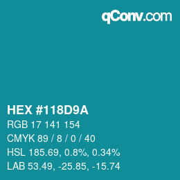 Color code: HEX #118D9A | qconv.com