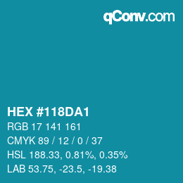 カラーコード: HEX #118DA1 | qconv.com