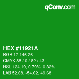 Color code: HEX #11921A | qconv.com