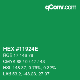 Code couleur: HEX #11924E | qconv.com