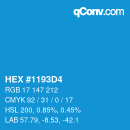 カラーコード: HEX #1193D4 | qconv.com