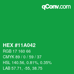 Color code: HEX #11A042 | qconv.com