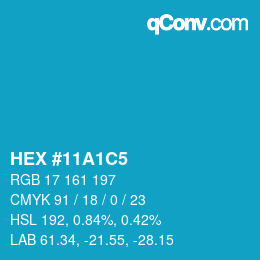 Color code: HEX #11A1C5 | qconv.com