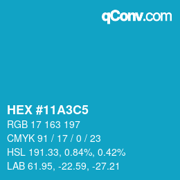 Color code: HEX #11A3C5 | qconv.com