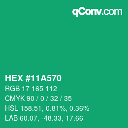 カラーコード: HEX #11A570 | qconv.com
