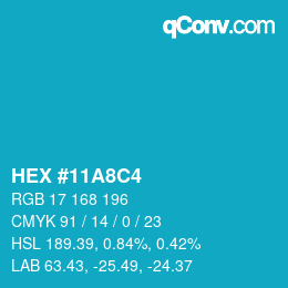 カラーコード: HEX #11A8C4 | qconv.com