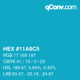 Color code: HEX #11A8C5 | qconv.com