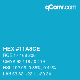Color code: HEX #11A8CE | qconv.com