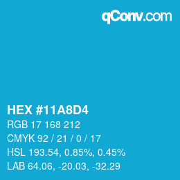 カラーコード: HEX #11A8D4 | qconv.com