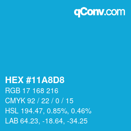 カラーコード: HEX #11A8D8 | qconv.com
