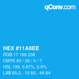 Color code: HEX #11A8EE | qconv.com