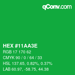 Color code: HEX #11AA3E | qconv.com