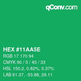 Farbcode: HEX #11AA5E | qconv.com