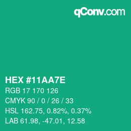 Color code: HEX #11AA7E | qconv.com