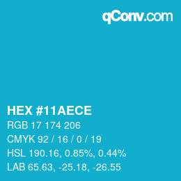 Color code: HEX #11AECE | qconv.com
