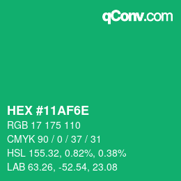 Color code: HEX #11AF6E | qconv.com