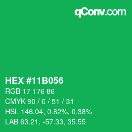 Color code: HEX #11B056 | qconv.com