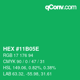 Color code: HEX #11B05E | qconv.com