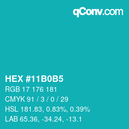 カラーコード: HEX #11B0B5 | qconv.com