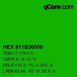 Farbcode: HEX #11B30000 | qconv.com
