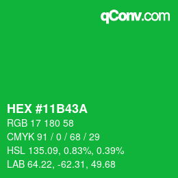 カラーコード: HEX #11B43A | qconv.com