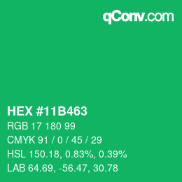 Color code: HEX #11B463 | qconv.com