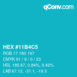 颜色代码: HEX #11B4C5 | qconv.com