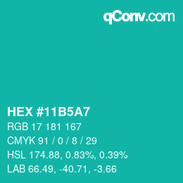Color code: HEX #11B5A7 | qconv.com