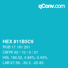 カラーコード: HEX #11B5C9 | qconv.com