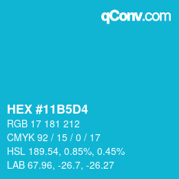 颜色代码: HEX #11B5D4 | qconv.com