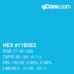 カラーコード: HEX #11B5E2 | qconv.com