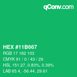 Color code: HEX #11B667 | qconv.com