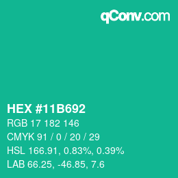 Color code: HEX #11B692 | qconv.com