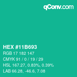 Color code: HEX #11B693 | qconv.com