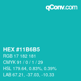 Color code: HEX #11B6B5 | qconv.com