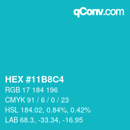 Color code: HEX #11B8C4 | qconv.com