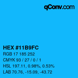 カラーコード: HEX #11B9FC | qconv.com