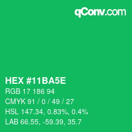 Farbcode: HEX #11BA5E | qconv.com
