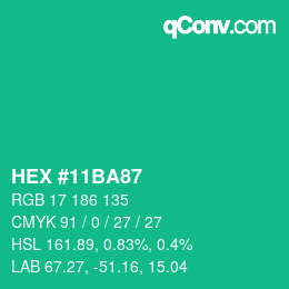 Color code: HEX #11BA87 | qconv.com