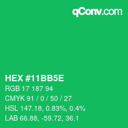 Farbcode: HEX #11BB5E | qconv.com