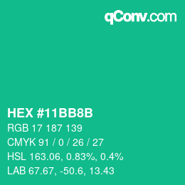 Color code: HEX #11BB8B | qconv.com