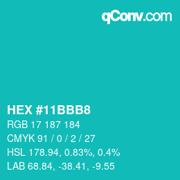 Color code: HEX #11BBB8 | qconv.com
