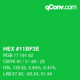 Color code: HEX #11BF3E | qconv.com