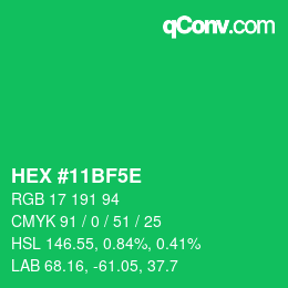 Farbcode: HEX #11BF5E | qconv.com