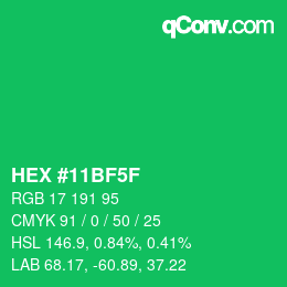 Color code: HEX #11BF5F | qconv.com
