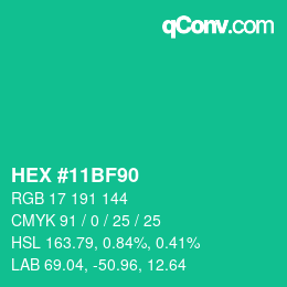 Color code: HEX #11BF90 | qconv.com